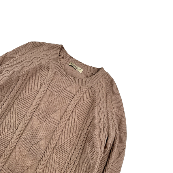 Burberry Blush Pink Wool Cable Knit Jumper - Medium