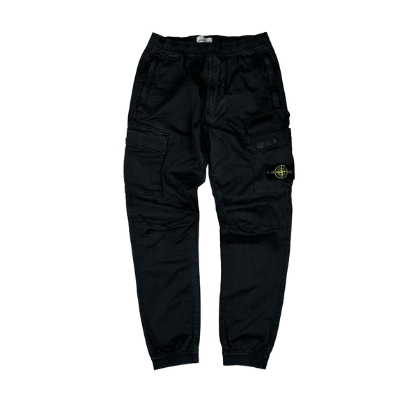 Stone Island 2021 Black RE T Cargo Trousers - Medium