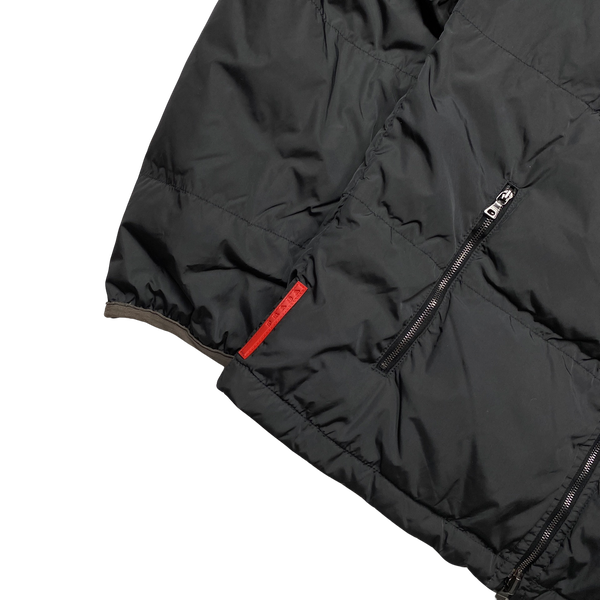Prada Black Nylon Down Padded Bomber Jacket - XL