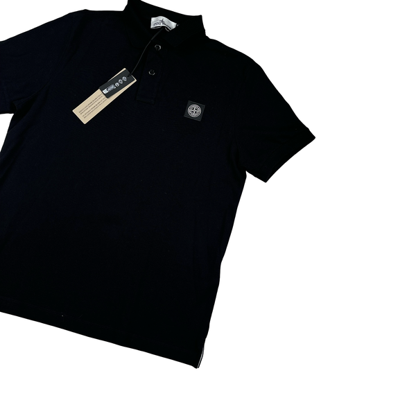 Stone Island 2024 Black Patch Polo Shirt - Medium