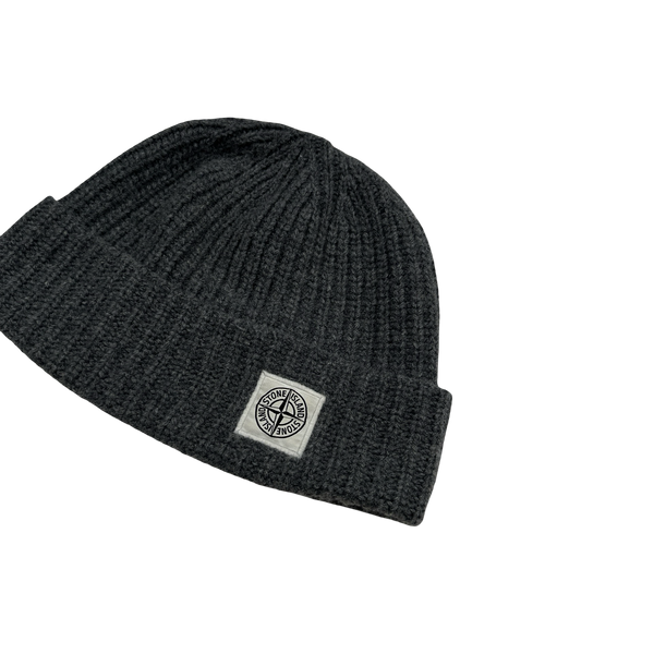 Stone Island Charcoal Wool Patch Beanie