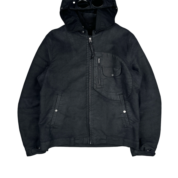 CP Company 2004 Vintage Black Hand Painted Mole Skin Archive Goggle Jacket - XL