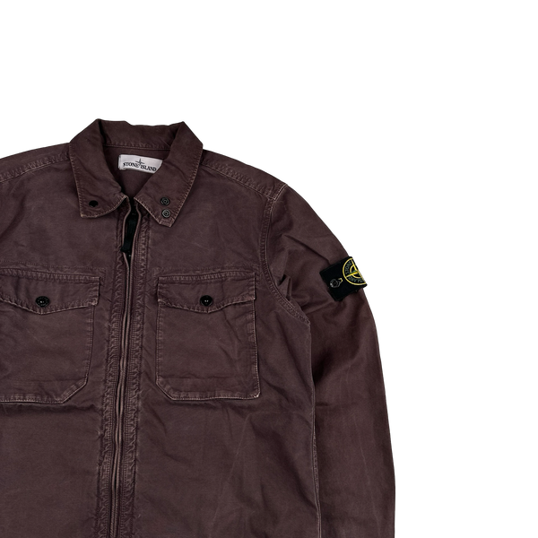 Stone Island 2015 Burgundy Thick Cotton Overshirt - Small