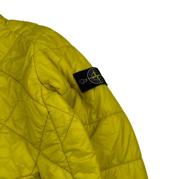 Stone Island 2019 Yellow Garment Dyed Quilted Micro Yarn Bomber Jacket - Small