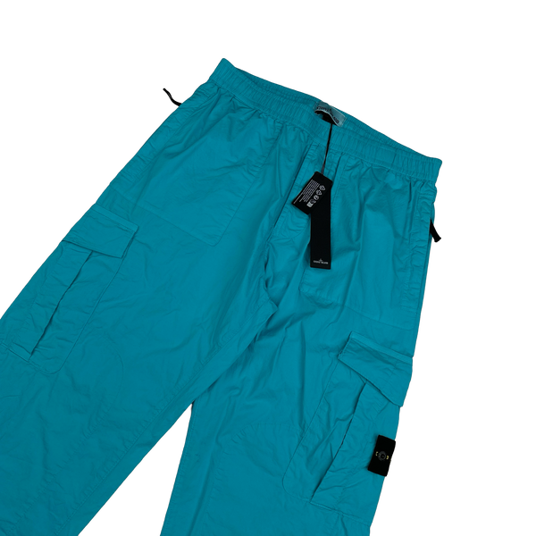 Stone Island 2023 Blue Regular Fit Stretch Cotton Tela Cargo Trousers - 33"