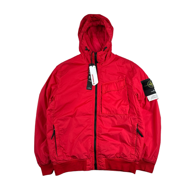 Stone Island 2022 Red Crinkle Primaloft Lined Jacket - Medium