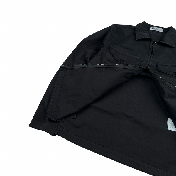 Stone Island 2024 Black Cotton Twill Overshirt - Small