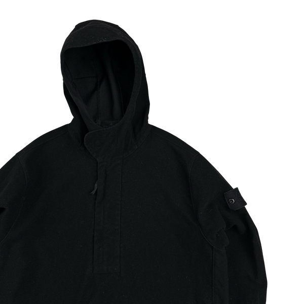 Stone Island 2021 Black Ghost Piece Flocked Pullover Hoodie - Medium