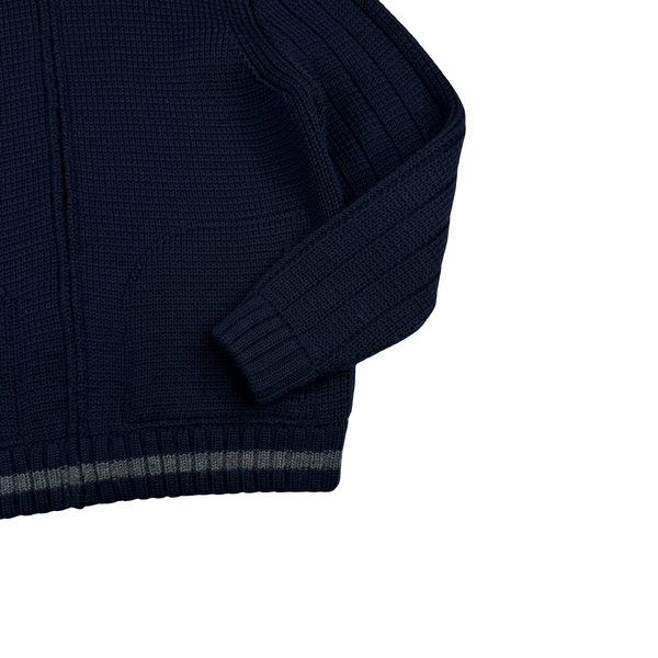 Gucci Navy Heavyweight Thick Wool Knit Zipped Jumper  - XL