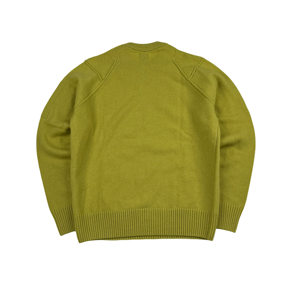 CP Company Olive Wool Lens View Crewneck Jumper - Medium