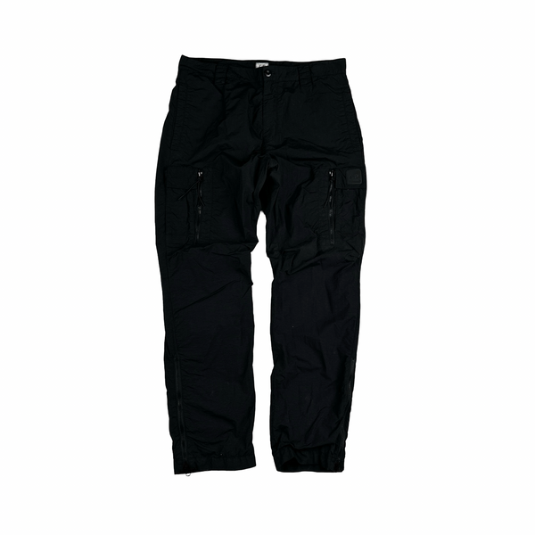 CP Company Metropolis Black Nylon Spellout Cargo Trousers - Medium