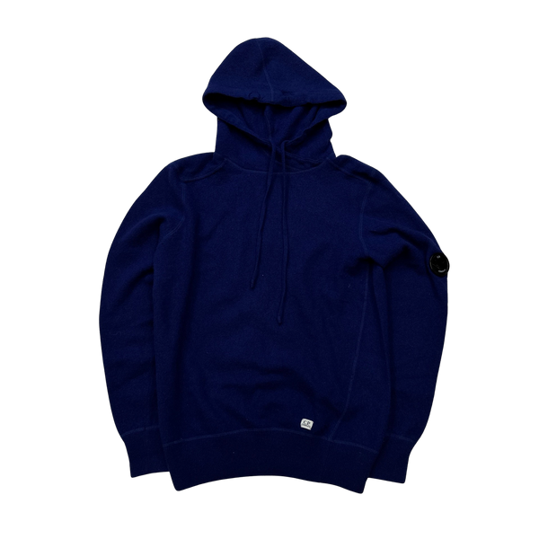 CP Company Blue Wool Hooded Lens Viewer Jumper - Small