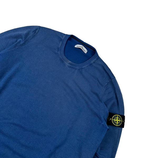 Stone Island Blue Cotton Crewneck Knit Jumper - XXL