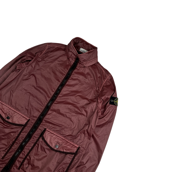 Stone Island 2019 Burgundy Lamy Flock Long Jacket - XL