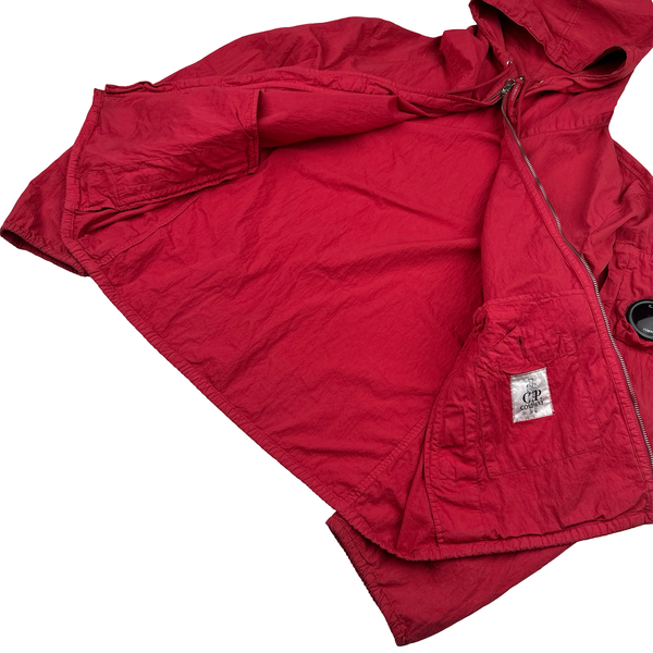 CP Company Red Cotton Lightweight Lens View Hooded Jacket - XXL