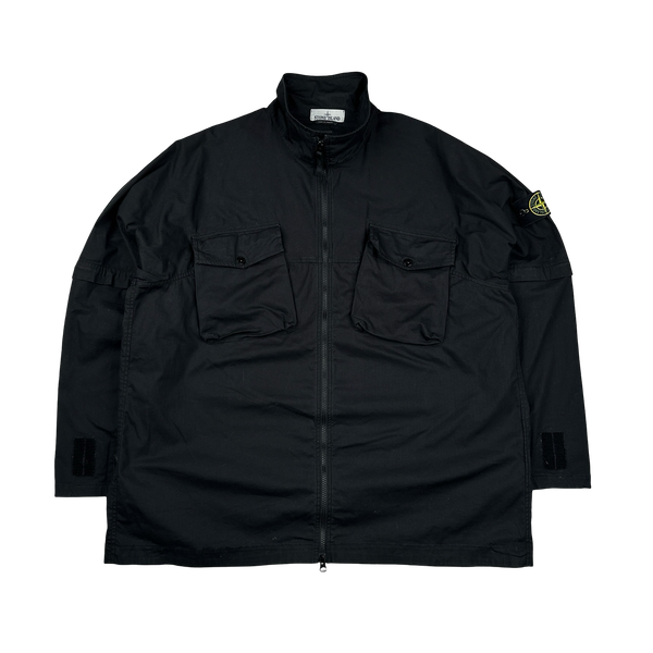 Stone Island 2019 Black Cotton High Neck Overshirt - 3XL