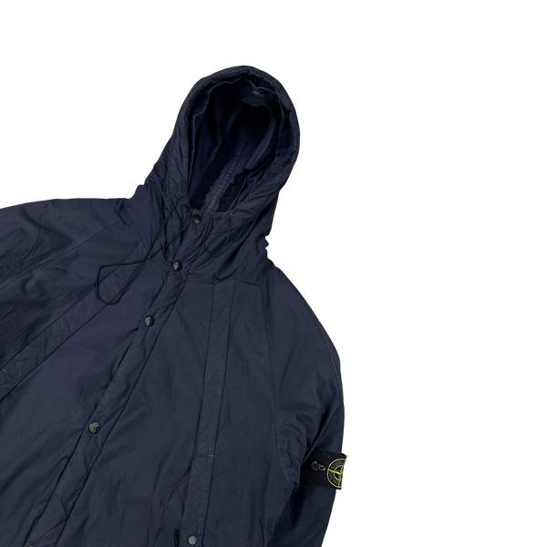 Stone Island Vintage 2003 Navy Quilted Nylon Hooded Jacket - Medium