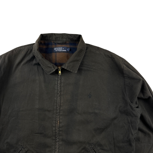 Ralph Lauren Brown Checked Lined Harrington Jacket - Large