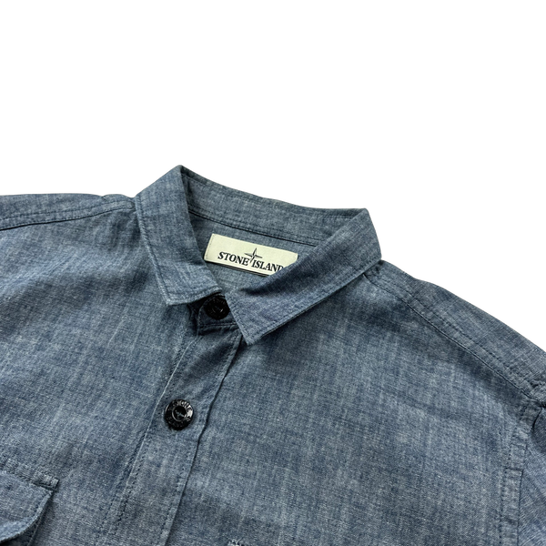 Stone Island 2016 Indigo Linen Buttoned Shirt - Large