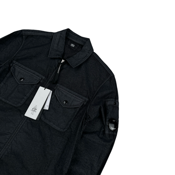 CP Company Popeline Placcato Navy Zipped Overshirt - Small