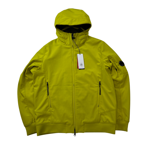CP Company Neon Yellow Soft Shell R Fleece Lined Hooded Jacket - XXL