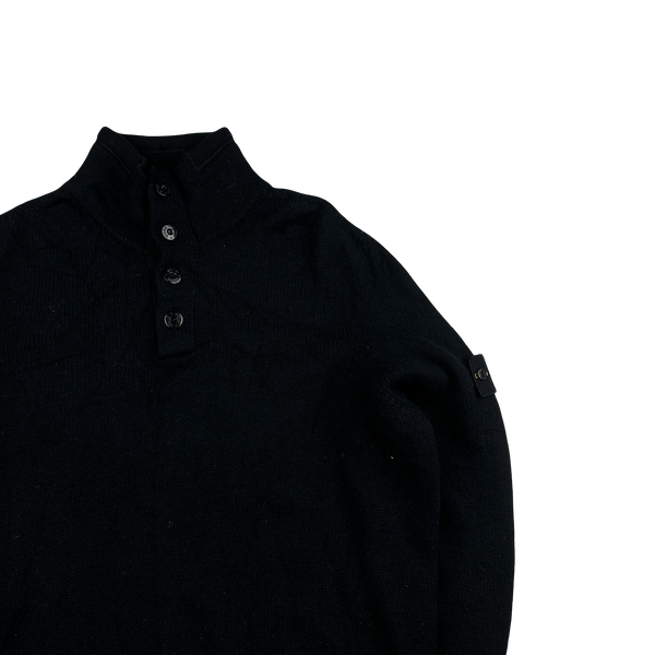 Stone Island 2005 Black Wool High Neck Pullover Jumper - XXL