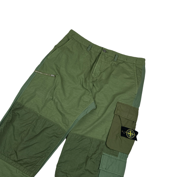 Stone Island 2023 Loose Fit Cargos Green Twill TC Trousers - 38"