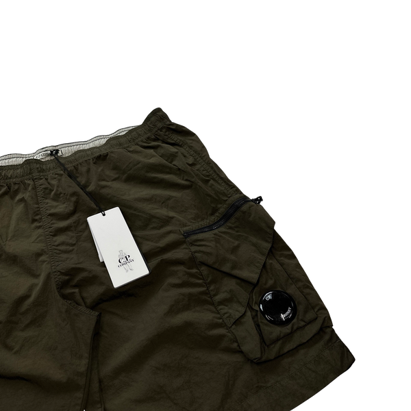 CP Company Khaki Green Chrome Lens Viewer Shorts - Large