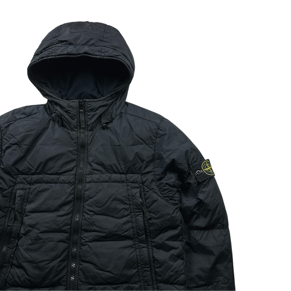 Stone Island 2020 Black Crinkle Reps Puffer Jacket - Medium