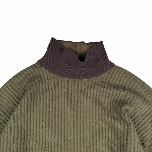 Stone Island Vintage Green Edge Wool Blend Mock Neck Jumper - Large