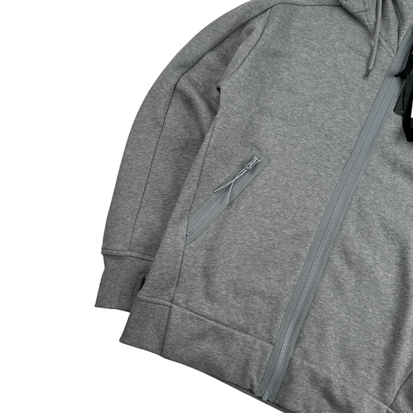 CP Company Grey Cotton Goggle Hoodie - Small - Large