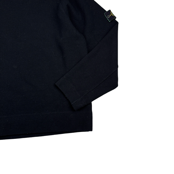 Stone Island Vintage Green Edge 1998 Black Wool Blend Mock Neck Jumper - XL