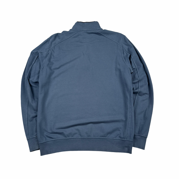 CP Company Blue Cotton Lens Viewer Quarter Zip Pullover - Large