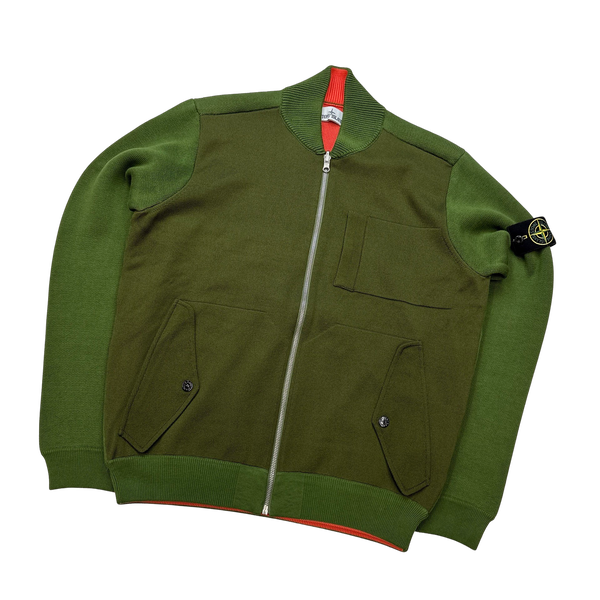 Stone Island 2022 Green/Coral Knit Reversible Cardigan - Medium