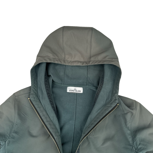 Stone Island 2019 Washed Green Fleece Lined Soft Shell - Large