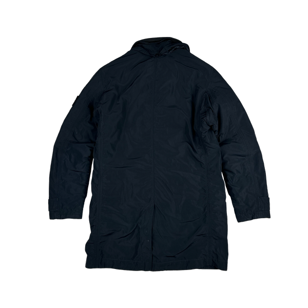 Stone Island Micro Reps Navy Primaloft Lined Long Jacket - Medium