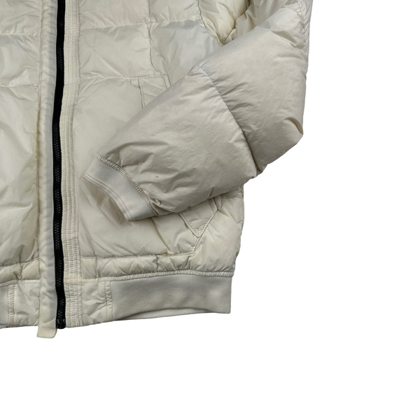 Stone Island 2018 White Garment Dyed Crinkle Reps Puffer Jacket - Small