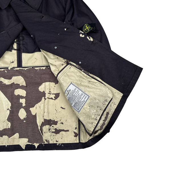 ジャケット・アウター STONE  00s RASO GOMMATO Stone Island 2000 Navy Double Breasted Raso Gommato Jacket - Large