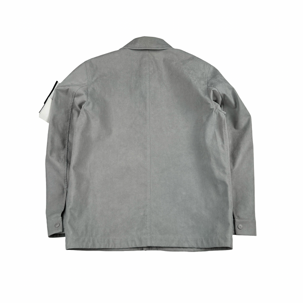 Stone Island 2025 Grey Alcantara Suede Ghost Piece Overshirt Jacket - Medium