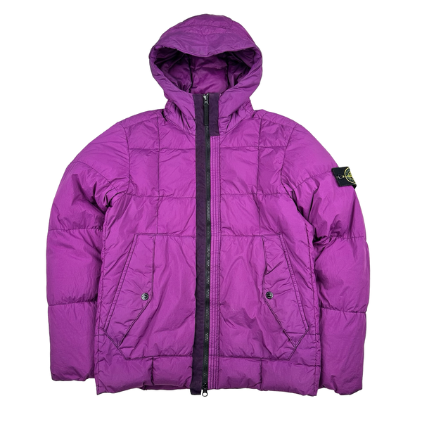 Stone Island 2018 Fuchia Down Filled Crinkle Puffer Jacket - Small