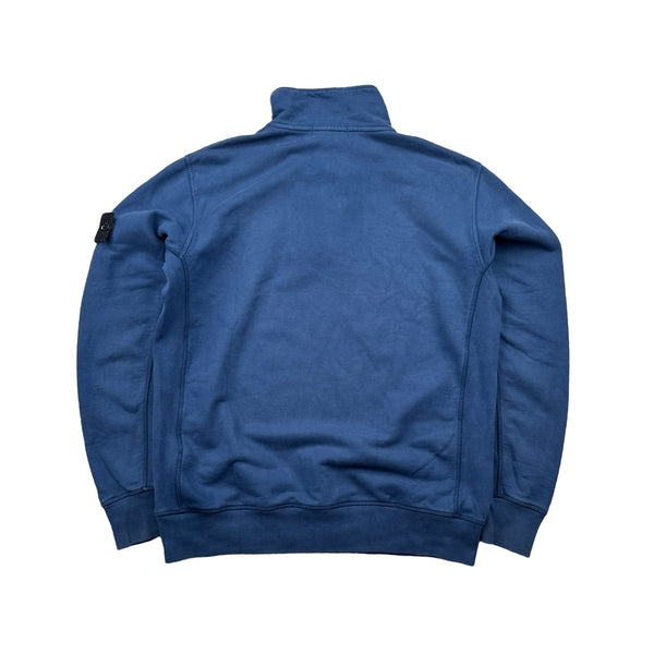 Stone Island 2016 Blue Cotton Pullover Quarter Buttoned Jumper - XL