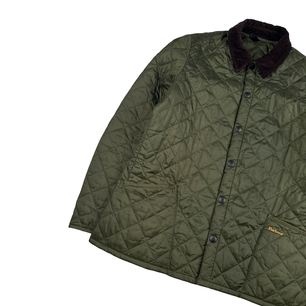Barbour Green Quilted Front Pocket Buttoned Jacket - XL