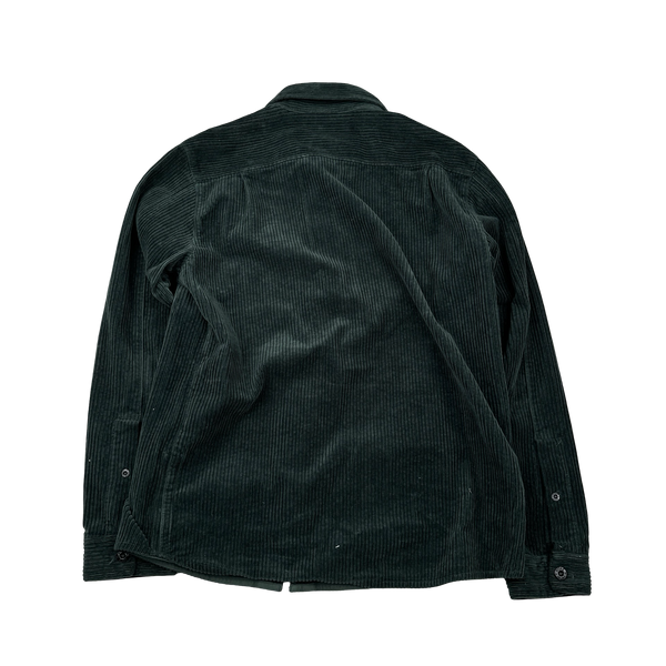 Stone Island 2022 Dark Green Spellout Corduroy Overshirt - Large