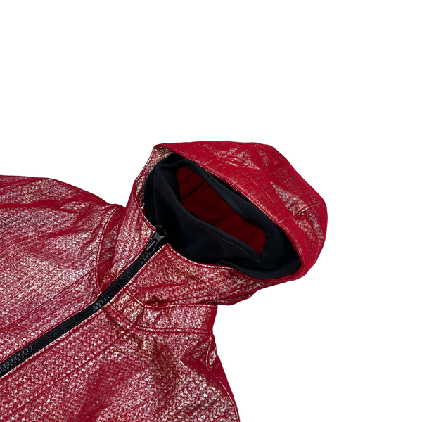 Stone Island 2022 Red Needle Punched Reflective Balaclava Jacket - Large