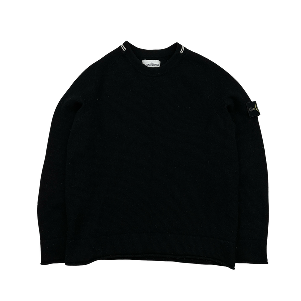 Stone Island 2020 Black Lambs Wool Crewneck Knitted Jumper - Large