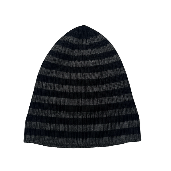 Prada Red Tab Charcoal Wool Spellout Beanie