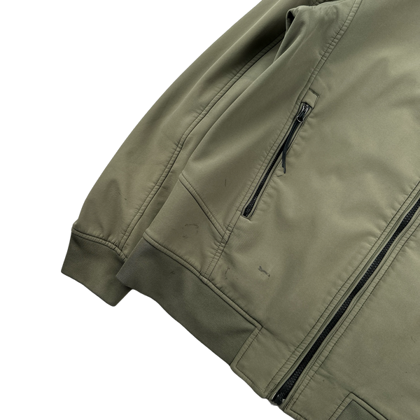 CP Company Khaki Green Fleece Lined Soft Shell Jacket - Large