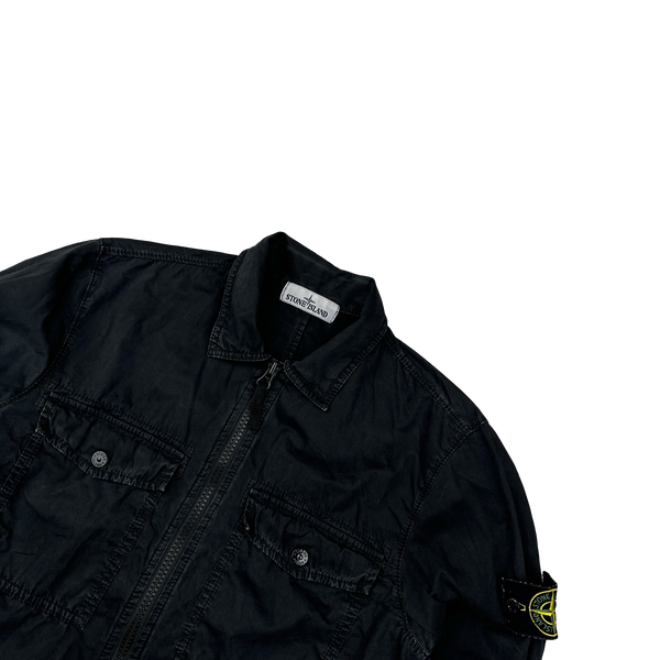 Stone Island 2019 Black Cotton Zipped Overshirt - Small