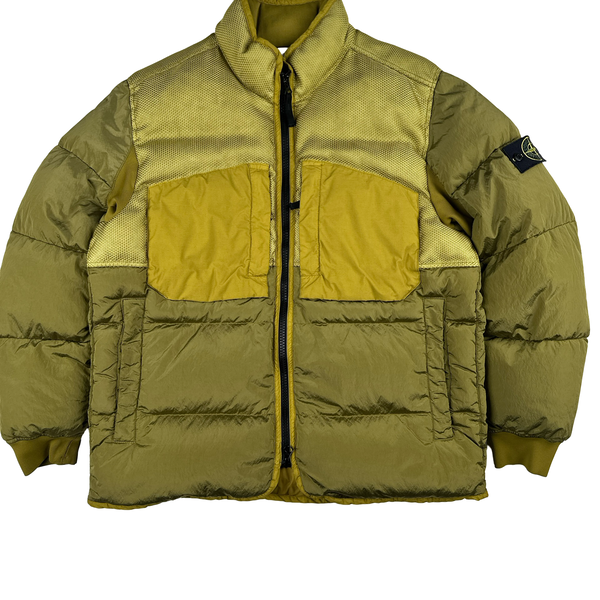 Stone Island 2021 Yellow Panama 6/3 HT Nylon Mix Fabrics Down- TC Puffer - Large
