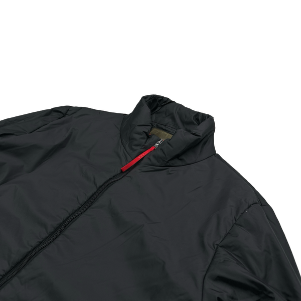 Prada Black Nylon Red Tab Padded Jacket - Large